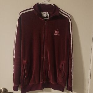 Adidas Men's Burgundy Zip-Up Sweater And Pants